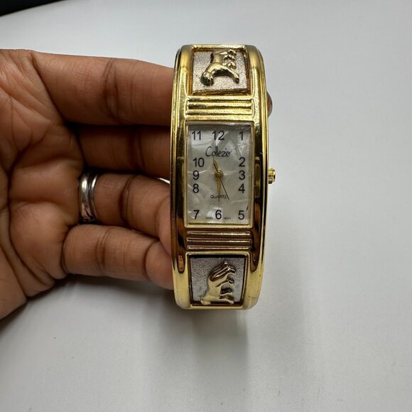 Collezio Watch Women Gold Silver Two Tone Panther Bangle Band New Battery 7" - Picture 2 of 13